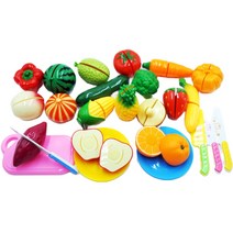 쌍용완구 new 싹뚝 요리 썰기 자르기 소꿉 역할 놀이 선물 세트, A형 (과일 야채 25종)