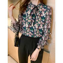 G125121_소매프릴 쉬폰 블라우스블라우스 여성블라우스 긴팔 쉬폰 소매프릴