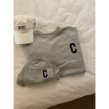 커플룩 강아지옷 ﻿C로고 쭈리맨투맨 -네이비 그레이 S-4XL