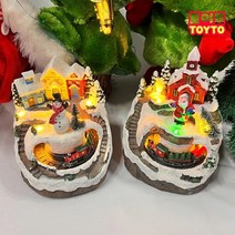 크리스마스 눈 내리는 마을 오르골 캐롤8곡 대량주문가능 자동 LED 멜로디 무드등 오르골 크리스마스트리장식