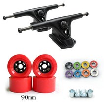 90*52mm Longboard 바퀴 78A PU 스케이트 보드 인치 브리지 트럭 ABEC-9 베어링 부싱 도로, 01 빨간
