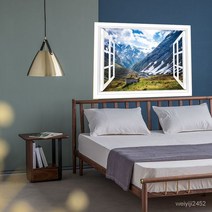 뮤럴벽지 비스코스 벽 스티커 3D 입체벽화 PVC 스티커 모의창문 자연풍경 장식 60*40cm/150*100cm, 003