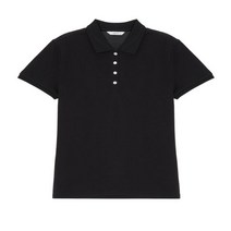 헤지스 블랙 퍼피자수 면혼방 반팔카라티셔츠 HSTS2BC61BK