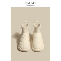 양털 플러스 편한 스노우 방한부츠 방한 미니 짧은 【PAILAILI】두꺼운 신축성 부츠 겨울 가을 따뜻한 양말 벨벳과 두꺼운 방수 면 여성용 빵 있는 털