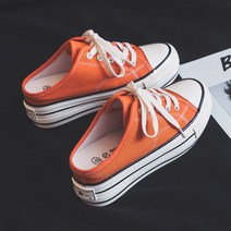 캔버스 여성 키높이 운동화 뮬 스니커즈 슬립온 6cm