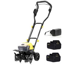 소형 대형 무선 전동식 텃밭 관리기 밭가는기계 밭갈이 로터리 전기 풀제거 흙갈이 농업용 경작기 밭관리기 농기구 포터블 경운기 잡초 제거기, 고출력 4중날 4AH 배터리 2개+급속 충전기, 1세트