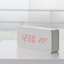 온도 날짜 알람기능 싱글남 LED 사각시계 홈데코 학생시간관리, 월넛
