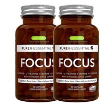 이게누스 Igennus Focus 영국 퓨어 & 에센셜 포커스 브레인 서플먼트 with 200mg 카페인 60캡슐, 2팩
