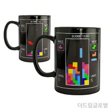더드림글로벌뜨거운 물 색깔이 변하는 컵 테트리스 피시방 카페 필수템 인테리어 머그컵 선물 집들이, 1개, 테트리스 컵