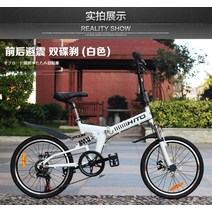 HITTO 20인치 디스크 브레이크 쇼크 업소버 사바 sava 자바 java 트위터 접이식 산악 자전거 가변 속도, 화이트색