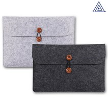 플럭스 가로 펠트 버튼 맥북 노트북 파우치, 딥 그레이, 13in