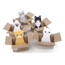 느낌상점 DIY 고양이 박스 점착 메모지 접착 포스트 마커 잇 떡메 다꾸 떡메모지 다이어리 꾸미기, 턱시도