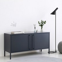 마켓비 PIDOR 캐비넷 가로양문 TV스탠드 철제 스틸 거실장 TV다이 티비장, 라이트그레이