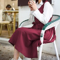 모올글래드 린넨 롱 옆트임 앞치마, 린넨 롱 옆트임(버건디), 1개