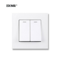 세라믹사이딩 메탈사이닝 아트월 EIOMR EU UK 표준 벽 조명 스위치 2 갱 1/2 웨이 베드 사이드 스위치 16A, 02 White (PC)_01 2Gang 1Way