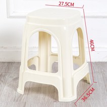 고무 의자 플라스틱 두꺼운 가정용 작은 간단한 현대 거실 식탁 벤치 높은 쌓을 수 있습니다, 라지 오프화이트 사이즈 높이 46 cm 1개