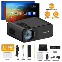 샤오미빔프로젝터SVANUR-풀 HD 네이티브 1080P 휴대용 프로젝터 비머 TV 박스 LED 7000 루멘 LCD 비디오, 01 S-445A add OS 64G