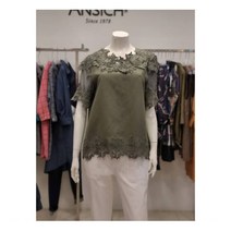 [안지크(ANSICH)] 동아 안지크 린넨 배색 반팔 블라우스 DE2BL515_DA