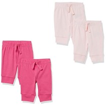 Amazon Essentials 여아용 면 풀온 바지 4팩 핑크 베리 신생아