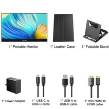 2 5K 16 인치 모니터 울트라 슬림 2560x1600 IPS 휴대용 디스플레이 10 HDR 100% sRGB USB C HDMI 컴퓨터 화면 PC Mac 전화용, 01 With Leather Case_01 JP 플러그