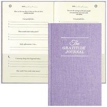 PUKYO The Gratitude Minute Journal a few Minute Journal 확인 행복 마음챙김 긍정 웰빙에 대한 프롬프트가 있는 데일리 저널, Purple