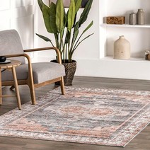 NuLOOM Banks 세탁기 세탁 가능 페이드 빈티지 부분 러그 1.2 x 1.8m(4 6피트) 베이지500388, Light Grey
