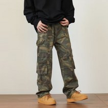 자동차 견인고리 견인볼DEEPTOWN-캐주얼 빈티지 카고 팬츠 남성용 포켓 스트레이트 루즈핏 힙합 스트리트, 01 Camo_03 XL