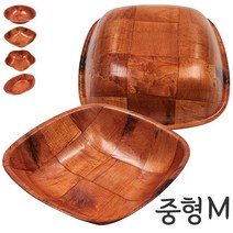 정사각 나무 과자접시 M (팝콘볼 압축 자작나무 간식접시 팝콘볼 과자 안주접시 나무그릇 떡접시), 정사각중형