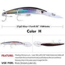 빅 베이트 루어 1Pcs 큰 Minnow 17cm 27g Wobblers 낚시 미끼 깊은 다이빙 인공 하드 조업 보트 바다 낚시, 07 08