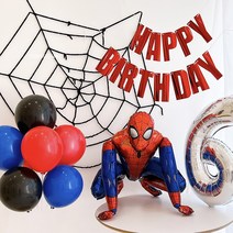 스파이더맨 풍선 세트 어벤져스 생일 파티 용품 가랜드 남아 7살 8살, 스파이더맨풍선풀세트, 실버, 3