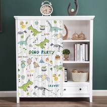 드레스룸행거 사용자 정의 오픈 옷장 먼지 커튼 거울 블라인드 커튼 무료 펀치 11, 작은 공룡, 폭 120cm 높이 180cm(트랙이 있는 업그레