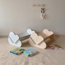 수제 원목 유아 아기 구름 책꽂이 책장, 화이트(HPL)