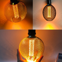 LED 에디슨 전구 철망 인테리어 감성 조명 램프 레터링 집꾸미기 카페조명 무드등 4W, 2.LED 철망 타원형 에디슨 전구세트, 실버