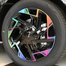 가오 디올뉴 스포티지 NQ5 DIY 19인치 휠 홀로그램 스티커 필름 랩핑 튜닝 인테리어 용품, 19인치 블랙홀로그램