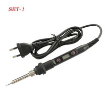 버닝 우드버닝 납댐 burning 툴 펜 80W 납땜 인두 LCD 디지털 디스플레이 온도 조정 가능한 220V EU 전기 납땜 인두 세트 용접 재 작업 스테이션 수리 키트, 110V 미국 플러그, SET-1