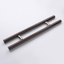 강화도어 손잡이 340mm 월넛 H자 유리문, 1조(앞/뒤손잡이)