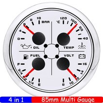 JG 기름 게이지 계기판 4In 1 오일 압력 + 수온 볼트 연료 게이지 깜박이 경보 표시 등 0-10Bar 프레스 미, 03 WS