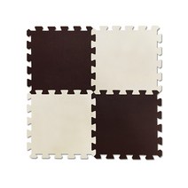 손할매 솔리드 EVA 어린이안전 퍼즐매트 60cm 대형 4P(12mm) 유아퍼즐매트, 브라운2P+아이보리2P