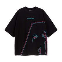 하츠네미쿠 티셔츠 캐릭터 오덕티 라운드 씹덕티 오버핏 프린팅