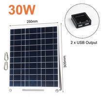 30W 태양 전지 패널 키트 5V USB 12-18V 핸드폰/배터리 폴리 실리콘 듀얼 방수 유연한 캠핑, 02 30W