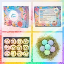 SUR 배쓰밤 12피스 스파 세트 샤워 폭탄 천연 에센셜 오일이 풍부한 바다 소금 스킨 케어 여성용 선물 발렌타인 데이 어머니의 날 생일 추수감사절 크리스마스 32213