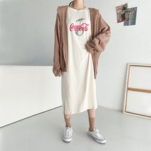 오브치치 루즈핏 빅사이즈 긴팔 롱원피스 체리 프린팅 원피스 봄 가을 간절기 여성원피스