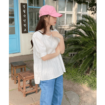 큐리 린넨 반팔 블라우스