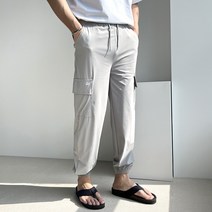 남녀공용 여름 냉장고 바지 스판 카고 허리 밴딩 조거 팬츠