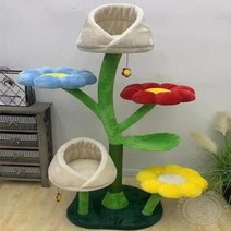 캣타워 캣휠 고양이놀이터 캣폴 캣워커 고양이 스크래쳐 해먹 원목 타워 클라이머 꽃 등반 프레임 중간 대형 스크래치 나무 둥지 통합 사이 살 그라인딩 클로 폴, 4D