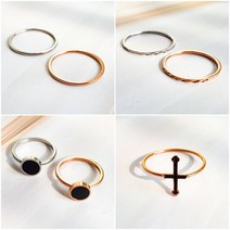 코코로맨틱 모던 심플 골드 실버 써지컬스틸 여성 반지