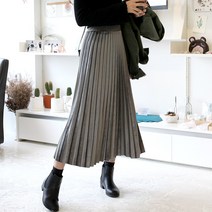 데일리앤 벨벳 주름 롱 스커트