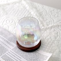 큐스토어 오목 오로라 홀로그램컵 플리츠 물결 온더락잔 위스키잔 아인슈페너잔 380ml, 1개, 오로라 홀로그램