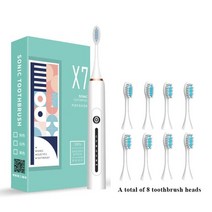 음파 칫솔 스마트 전동 칫솔 울트라 소닉 자동 칫솔 USB 빠른 충전 IPX7 방수 성인 선물 음파 칫솔 전동 칫솔 USB 충전, white 8 head_5, 03 white 8 head