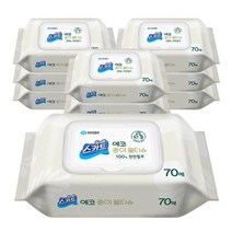 유한킴벌리 친환경 천연펄프 에코 물티슈 캡형 70매 12팩, 에코 물티슈 70매 12팩